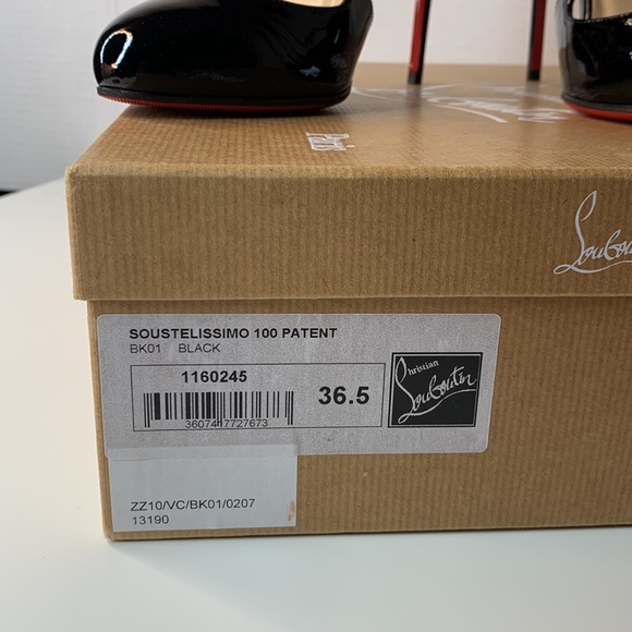 NEW IN BOX Christian Louboutin Soustelissimo 100 Patent Black Sz 36.5 - Picture 9 of 9